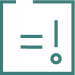 Icon of an equals sign and exclamation mark inside of a square.